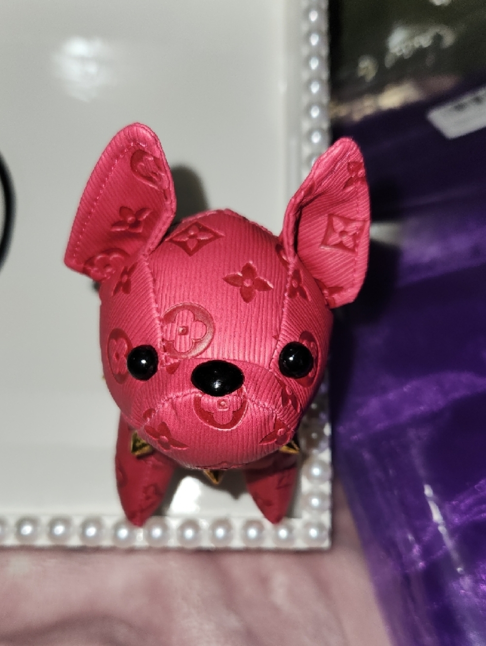 Red Designer-Style Dog Keychain Charm - Picture 5 of 5